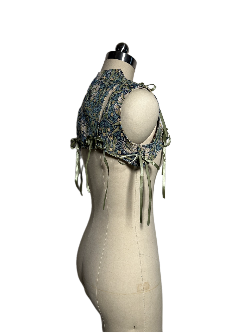 Harper Vest (Green Blue Brocade) in M