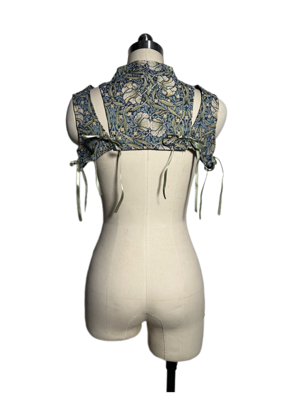 Harper Vest (Green Blue Brocade) in M