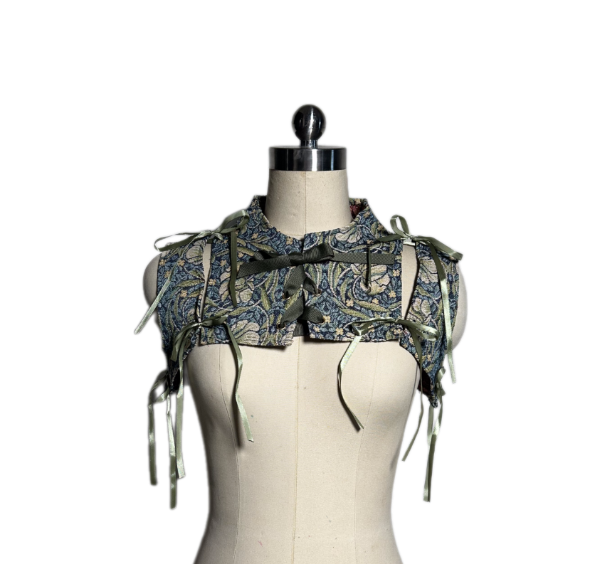 Harper Vest (Green Blue Brocade) in M