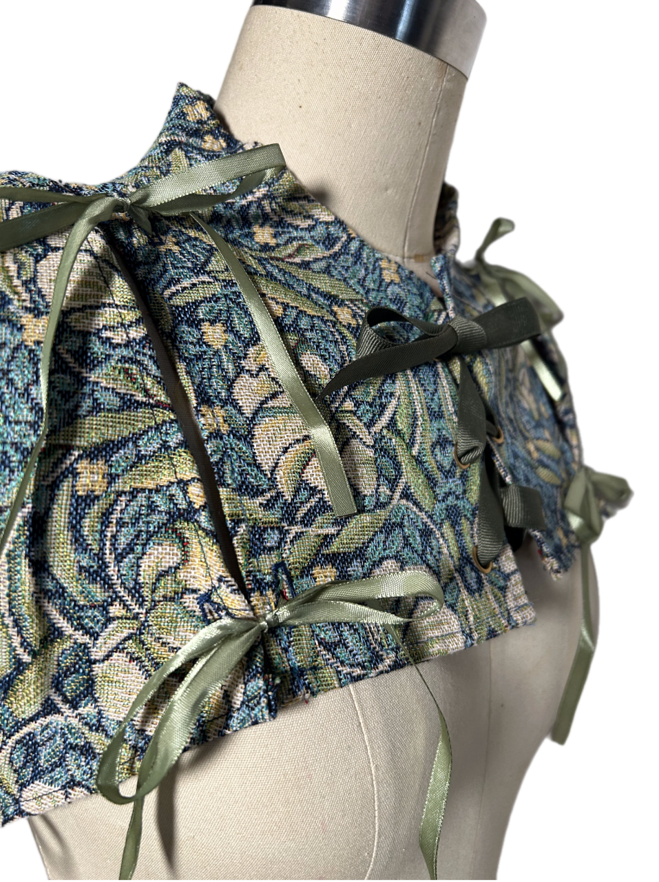 Harper Vest (Green Blue Brocade) in M