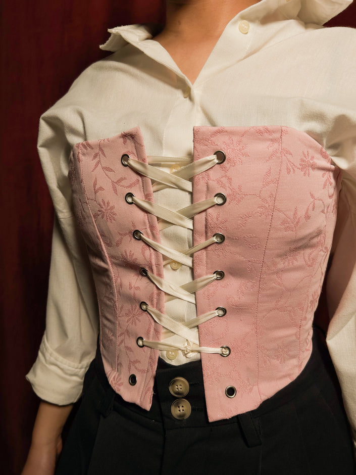 Upcycled Venus Corset (Pink Flowers) in S