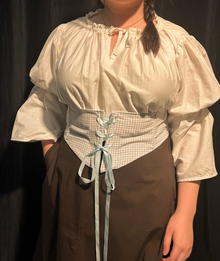 Upcycled Wren Belt Size L - XL (Blue Checkers)