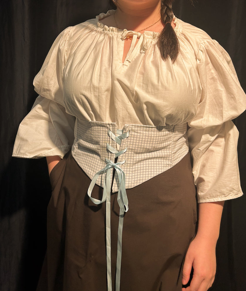 Upcycled Wren Belt Size L - XL (Blue Checkers)